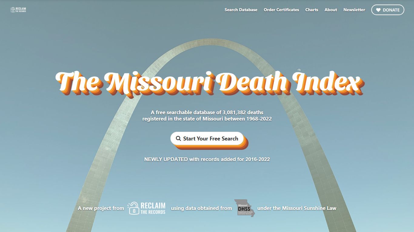 The Missouri Death Index // Free searchable database of 3,081,382 ...